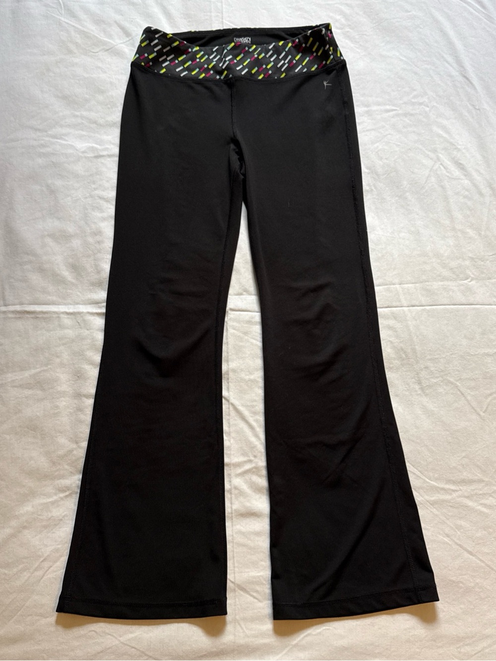 Danskin Black Flared Yoga Pants with Colorful Waistband